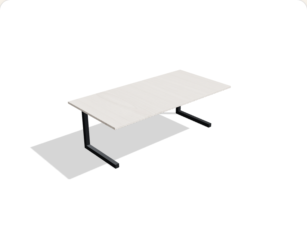 The Cantilever coffee table — cherry top on raw steel cantilever legs