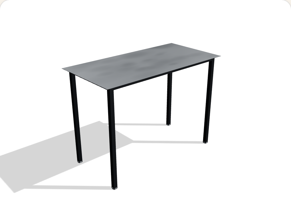 The Compact Bench workbench — steel-plate top on black box-frame legs